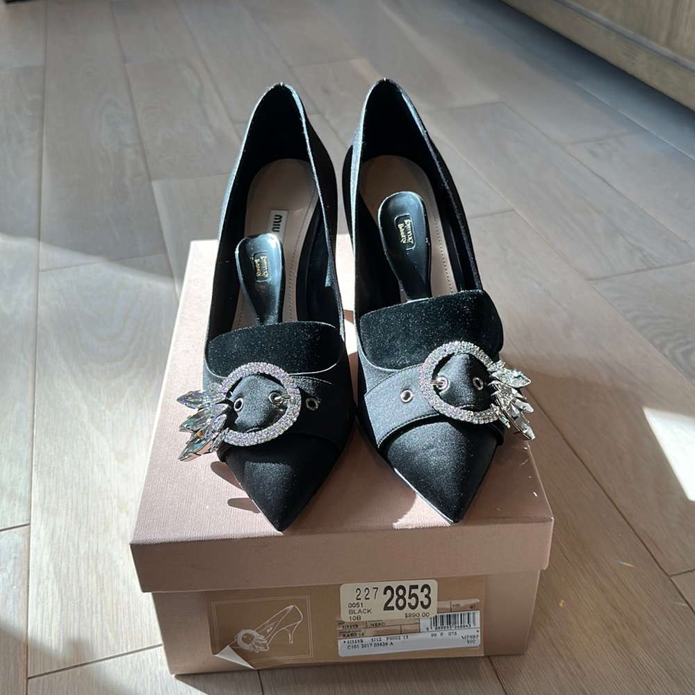 MIU MIu black satin heels size 40